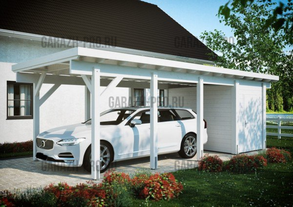 Навес на 1 авто с хозблоком