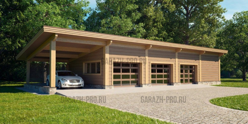 Гараж на 3 авто с мастерской и навесом 20х6