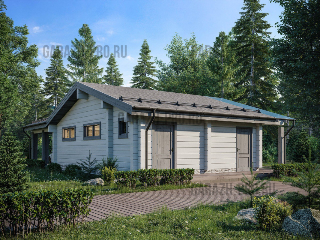 Гараж на 2 авто с навесом на 2 авто и хозблоком 16х7